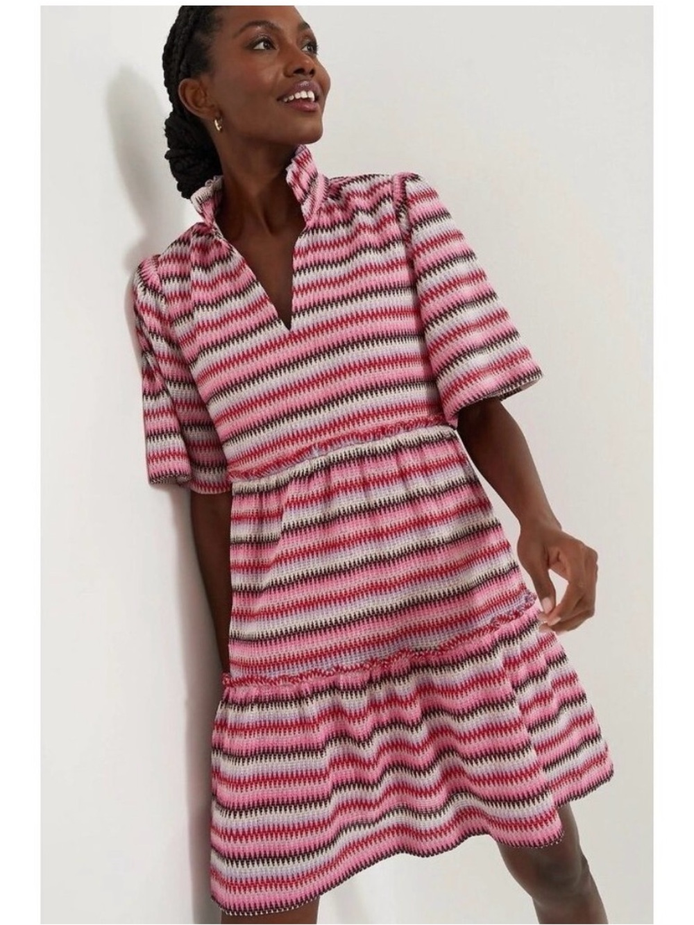 NWT Tuckernuck Pink and White Crawford Dress Large